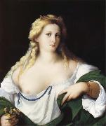 Palma Vecchio Portrait of a Young bride as Flora oil painting reproduction